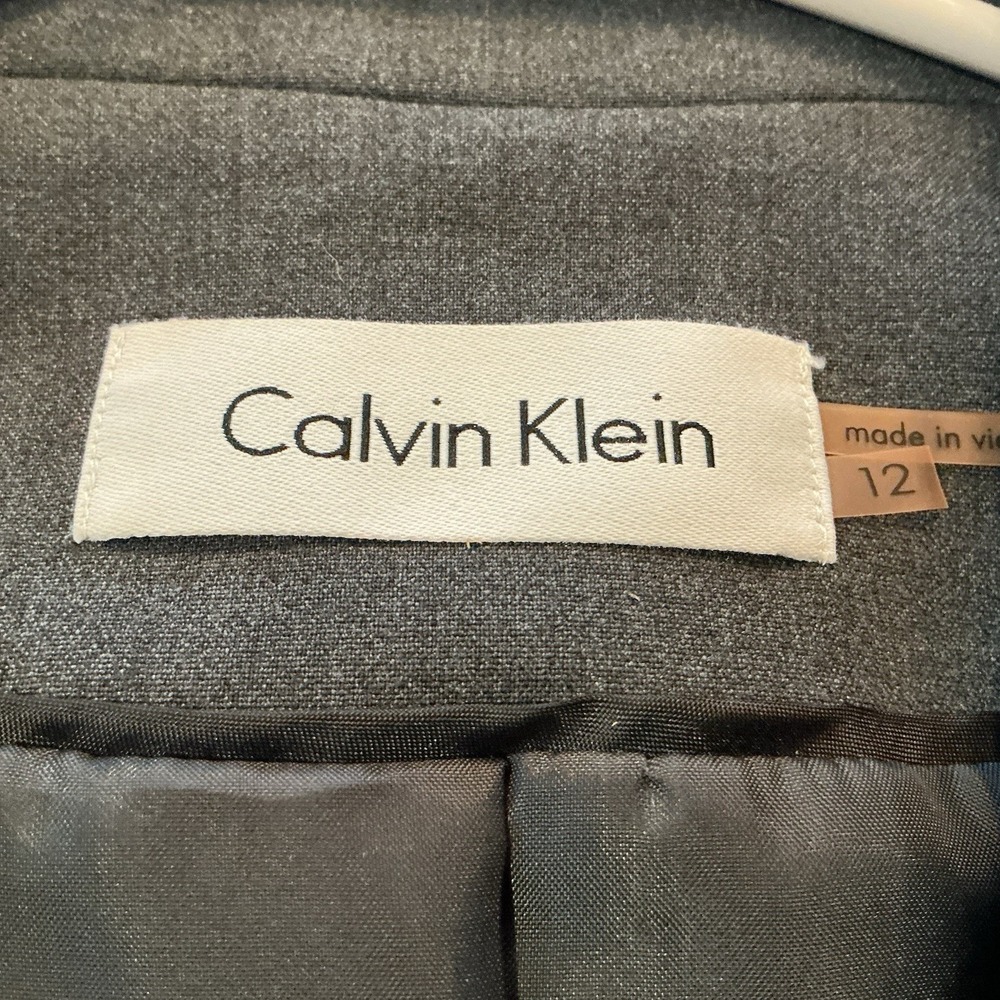 Calvin Klein Womens 12 Gray 2-Button Front Blazer Career Office Corporate Preppy - Picture 7 of 9